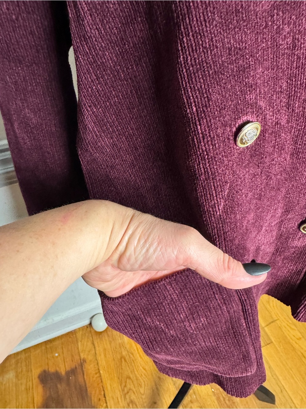 Ralph Lauren Double RL Burgundy Corduroy Double-Breasted Blazer with Crest - Picture 5 of 11